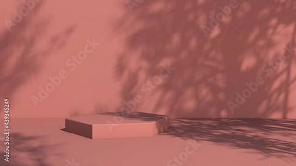 Fototapeta Background rendering with podium and wall scene abstract background. 3D illustration, 3D rendering