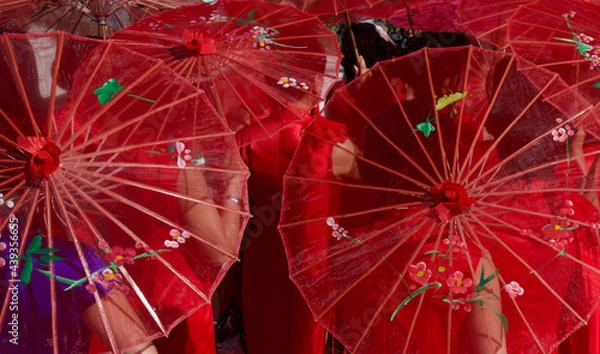 Fototapeta Red umbrellas