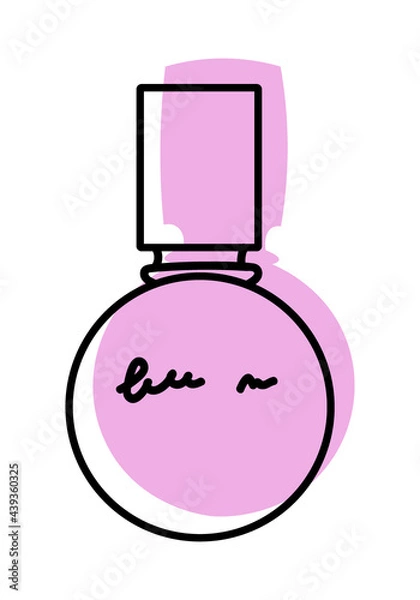 Fototapeta Vector illustration of a perfume bottle in line style. With a background of pastel colors in the form of a silhouette of perfume. Can be used as an icon, sign, sticker, logo.