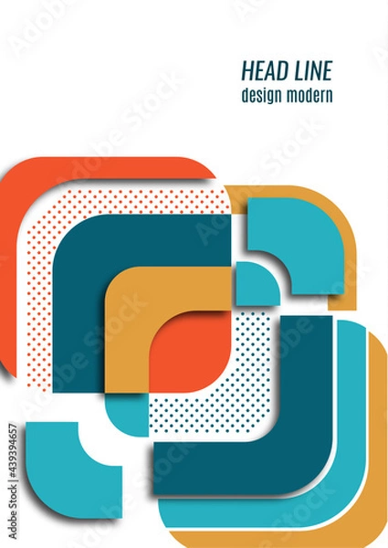 Obraz Cut squares with rounded corners and shadow, many dots. Bright geometric design for creative advertising, poster or brochure in trendy style. Vector