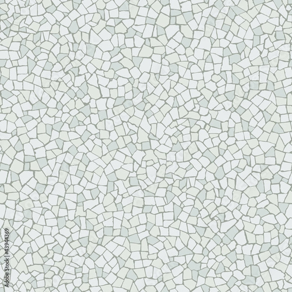 Obraz Broken tiles mosaic (trencadis) white seamless pattern