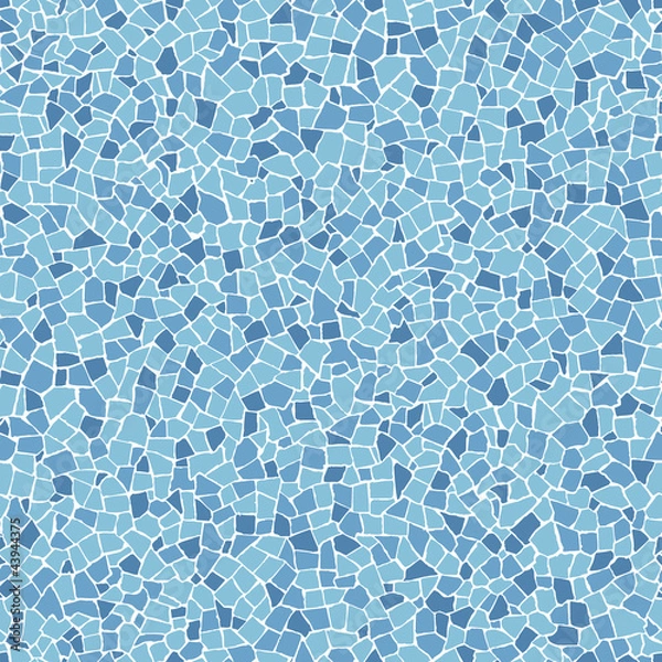 Fototapeta Broken tiles (trencadis) blue seamless pattern