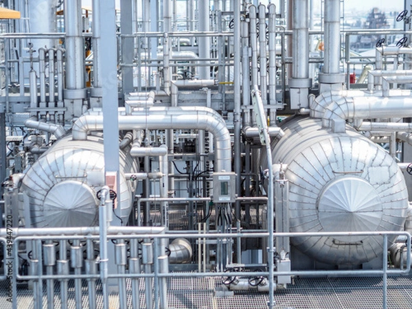 Fototapeta Drum for generator steam of HRSG boilers systems (Heat recovery steam generator) during construction in Combined-Cycle Co-Generation Power Plant.