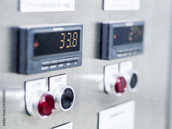 Fototapeta Digital temperature indicator for monitoring at sampling room in power plant