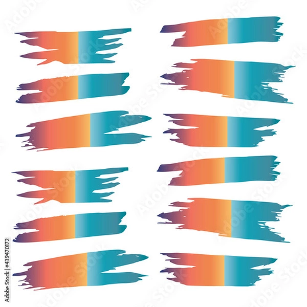 Fototapeta Colorful Brushes Square. Watercolor Acrylic. Grungy Handwritten. Stroke Design. Ink Background. Brushstroke Square. Grungy Chinese. Set Japanese. Stroke Japanese.