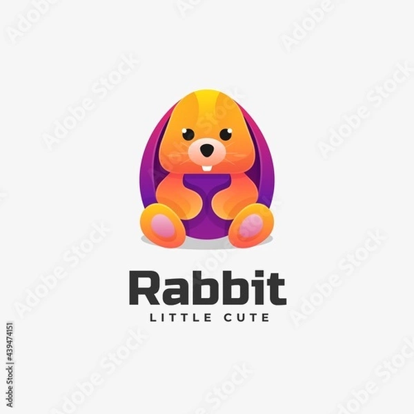 Obraz Vector Logo Illustration Rabbit Gradient Colorful Style.
