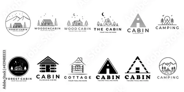 Obraz set or bundle cabin logo vector symbol icon illustration design