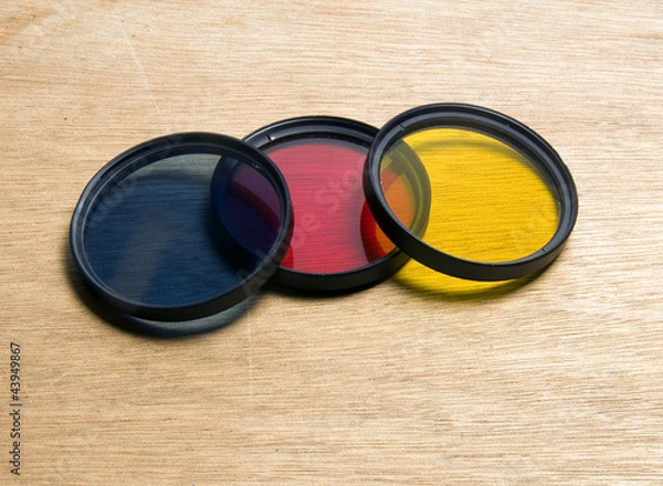 Fototapeta camera lens filter set blue red yellow