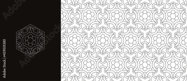 Obraz Korean traditional decorative patterns. Line thickness adjustable.