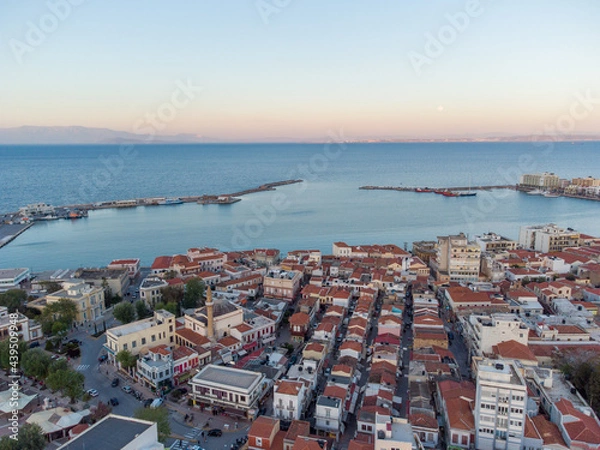 Obraz Aerial view of city and port in Chios island, Greece
