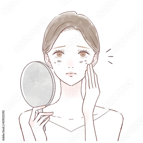 Obraz 顔のシミに悩む女性