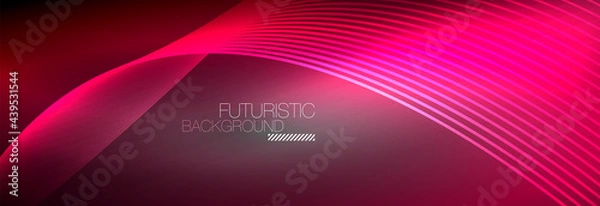 Fototapeta Abstract neon glowing light in the dark with waves. Shiny magic energy and motion concept, vector abstract wallpaper background