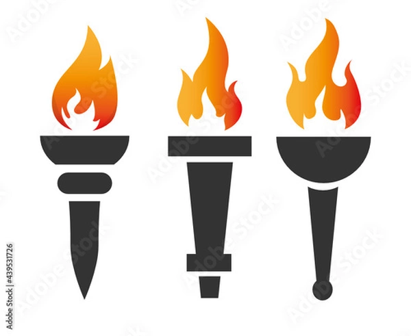 Fototapeta abstract torch Collection Black design icon illustration with White Background