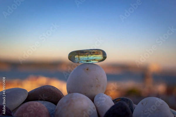 Fototapeta Sunset transparent stone summer background