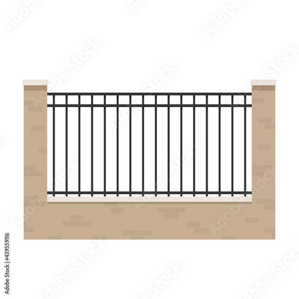 Fototapeta Wall fence vector. railing vector. wallpaper. free space for text. copy space.  fence vector.