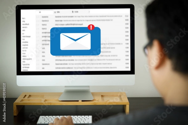 Fototapeta Mail Communication Connection message to mailing contacts phone Global Letters Concept