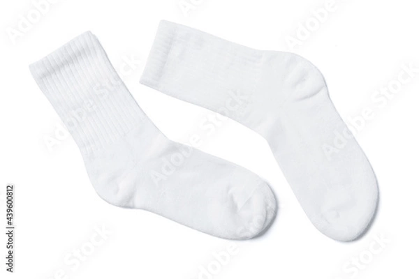 Fototapeta White cotton socks on white background