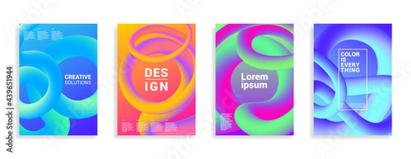 Fototapeta Minimal abstract gradient covers. Geometric future template for flyer, poster, brochure and invitation. Minimalistic colorful cover set.