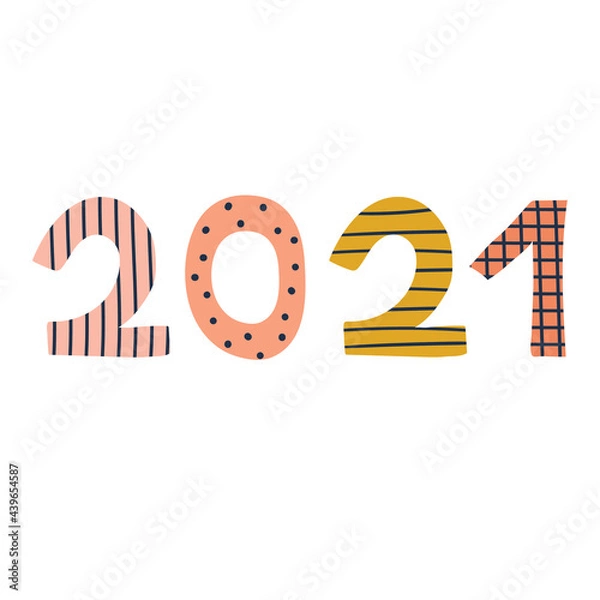 Fototapeta 2021 new year numbers. Flat illustration.