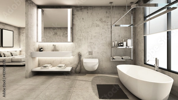 Obraz Bathroom design Modern and Loft - 3D render