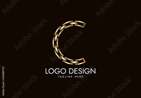 Fototapeta Initial Letter C Chain Logo Vector, Elegant Design