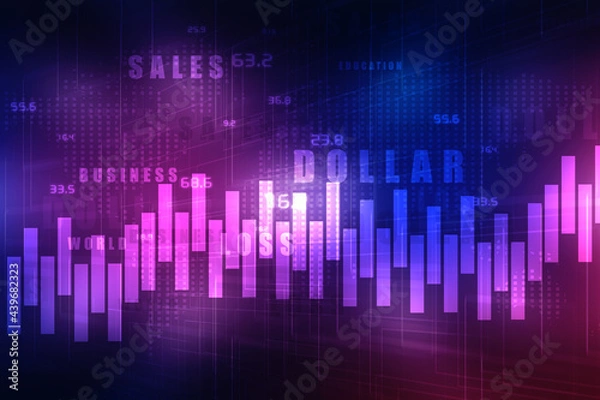 Fototapeta 2d rendering Stock market online business concept. business Graph 