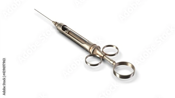 Fototapeta 3D illustration of old vintage syringe on white background
