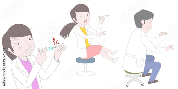 Fototapeta 상황 행동 삽화_부주의로 다치는 사람들
