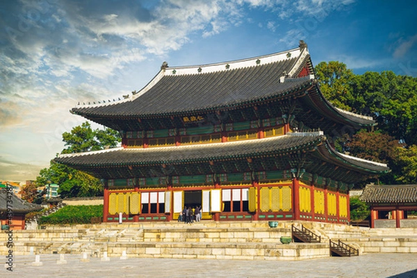 Fototapeta Injeongjeon, Main Hall of Changdeokgung, seoul, south korea. Translation: Injeongjeon