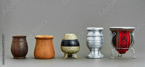 Obraz Argentine mate 5 different styles on grey background landscape panoramic