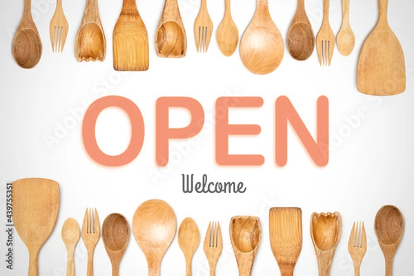 Fototapeta set of wooden utensils