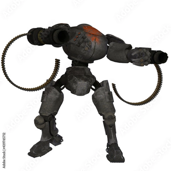 Fototapeta 3d illustration of a robot with guns 