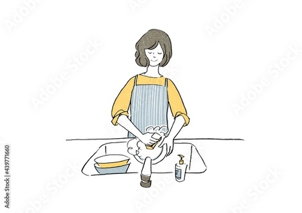 Fototapeta 皿洗いをする女性