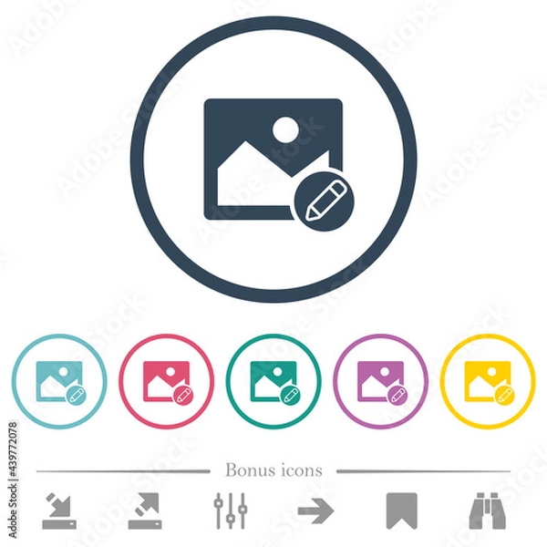 Fototapeta Edit image flat color icons in round outlines