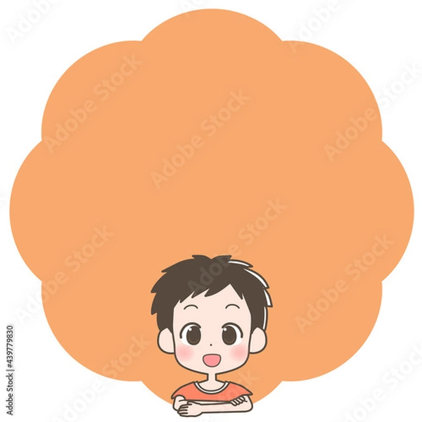 Obraz 笑顔の男の子とフレームのイラスト