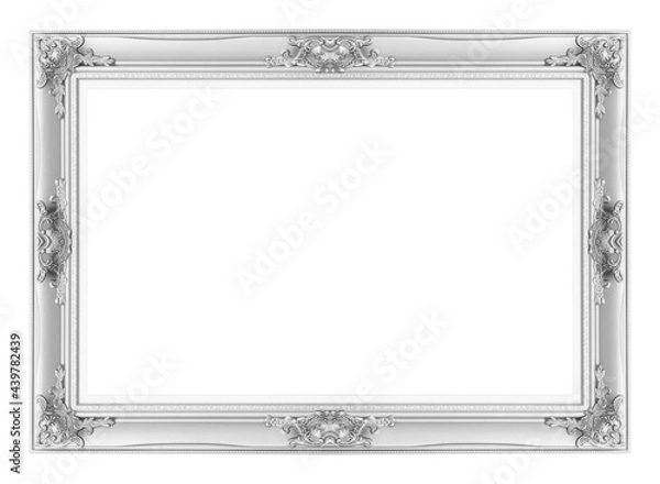 Fototapeta silver picture frame. Isolated on white background