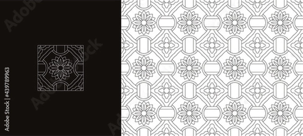 Obraz Korean traditional decorative patterns. Line thickness adjustable.