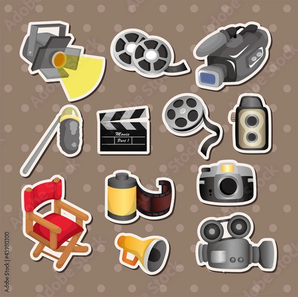 Obraz cartoon movie equipment icon set