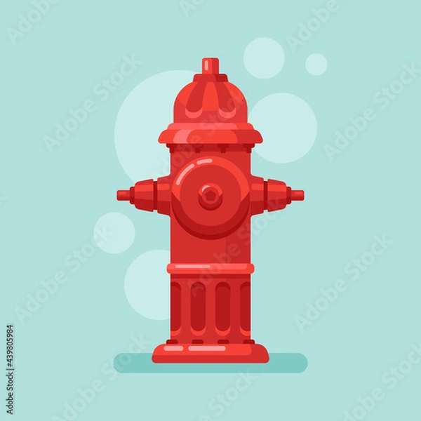 Obraz Red fire hydrant in flat style. Vector illustration.