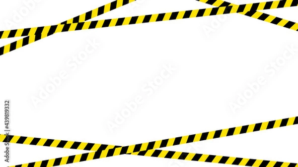 Fototapeta Set of warning tapes isolated on white background. Barricade tapes. Accident or danger warning. Vector illustration