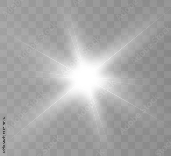 Fototapeta Bright light effect with rays and highlights for vector illustration.	