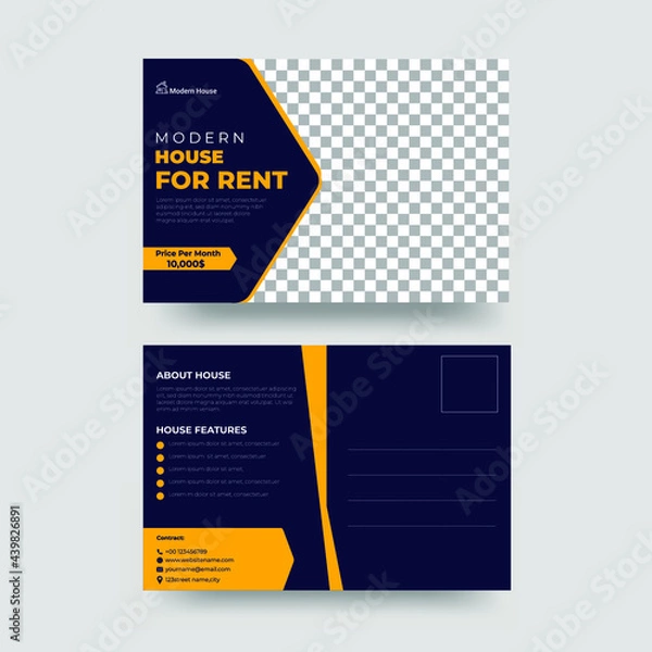 Obraz Home Rent Postcard Design Template.