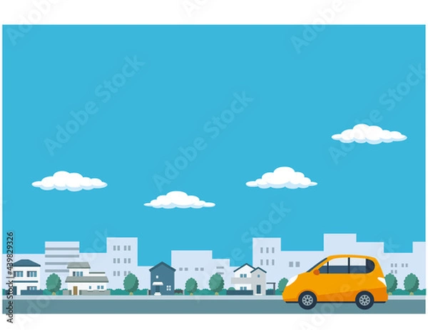 Obraz 軽自動車と街並みのイラスト素材