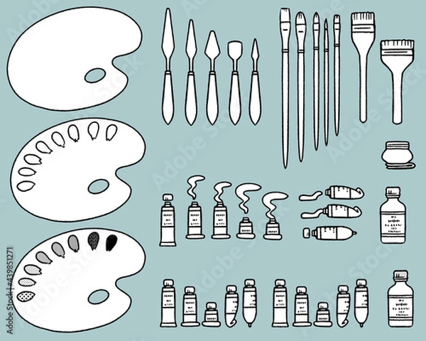 Fototapeta 油絵画材01-線画