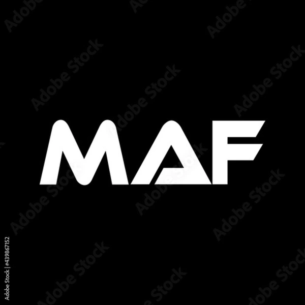 Fototapeta MAF letter logo design with black background in illustrator, vector logo modern alphabet font overlap style. calligraphy designs for logo, Poster, Invitation, etc.