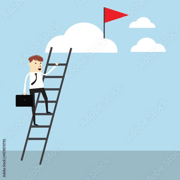 Obraz Successful,vector businessman rising up to goal