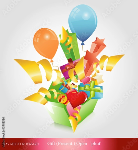 Fototapeta eps Vector image: gift（present.） open　'phut'