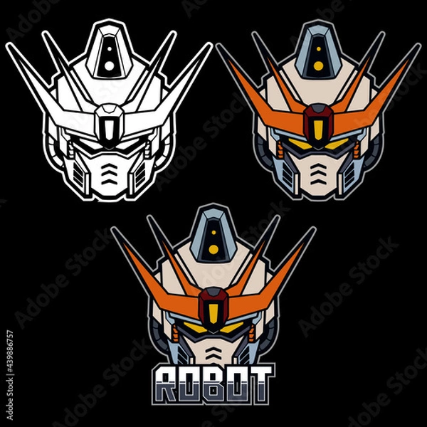 Fototapeta robot head illustration pack, suitable for sticker design, tshirt design, coloring book, etc