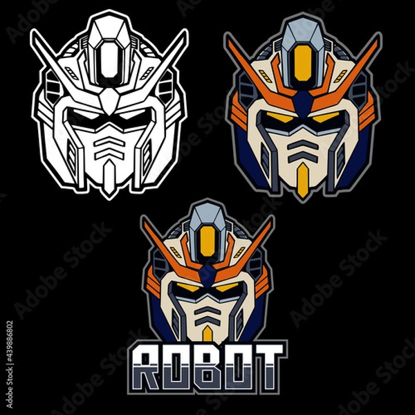 Fototapeta robot head illustration pack, suitable for sticker design, tshirt design, coloring book, etc