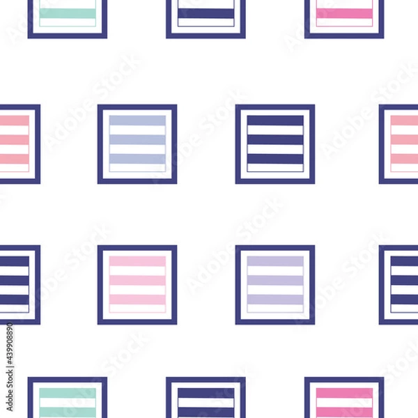 Obraz Abstract geometric boxes with colorful lines on white seamless background pattern.